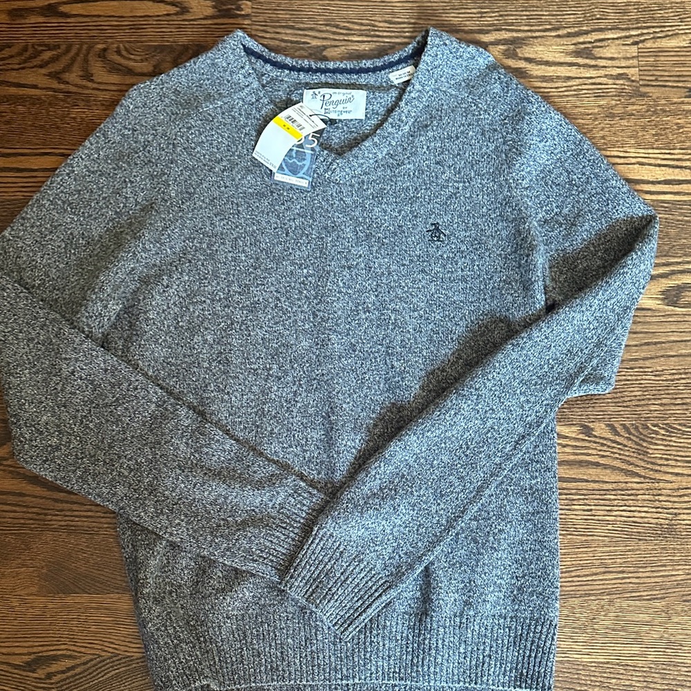 Original Penguin Men's Charcoal V-Neck Sweater